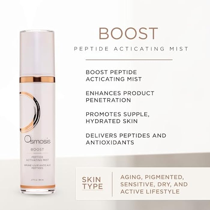 OSMOSIS BOOST Peptide Activating Hydrating Facial Mist with Hyaluronic Acid for Aging, Pigmented, Sensitive and Dry Skin, 2.7 Fl Oz - Image 2