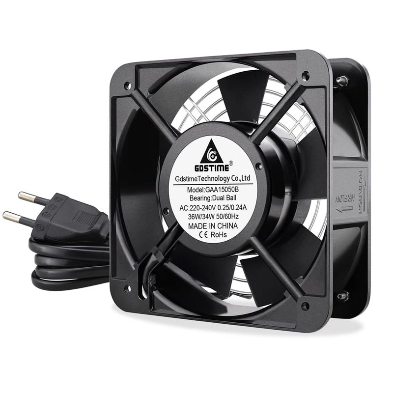 GDSTIME 230 V 150 mm Fan 220 V 150 x 50 mm AC Axial Cooling Fan 15050 Dual Ball Bearing 240 V Brushless 201CFM for Ventilation Exhaust - Image 1