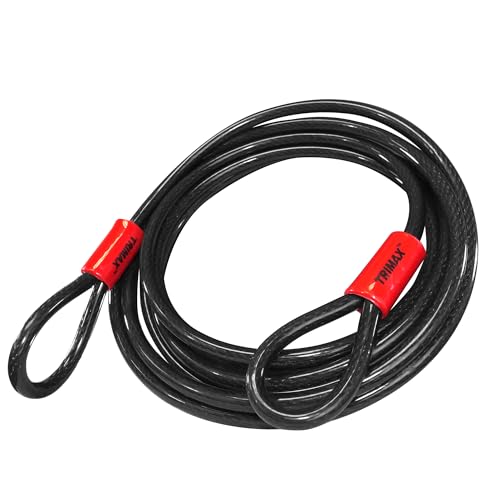 Trimax TDL1510 Trimaflex Dual Loop MultiUse Security Cable 15 Feet x 10mm Commercial Grade Security Cable for Equipment ATVs Motorcycles More