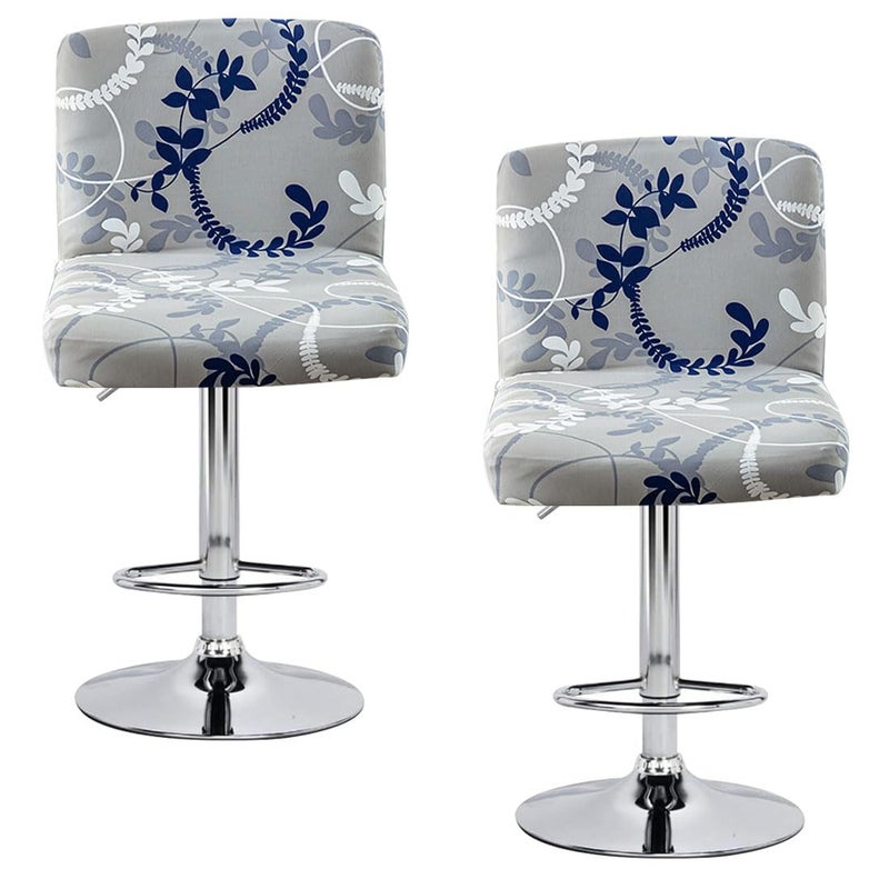 Levoberg Bar Stools Cover Set of 2 Printed Armless Swivel Barstools Slipcovers with Backs Stretch Square Counter Height Bar Stools Covers Mid Low Back Chair Cover for Kitchen Dining Room Bar 13