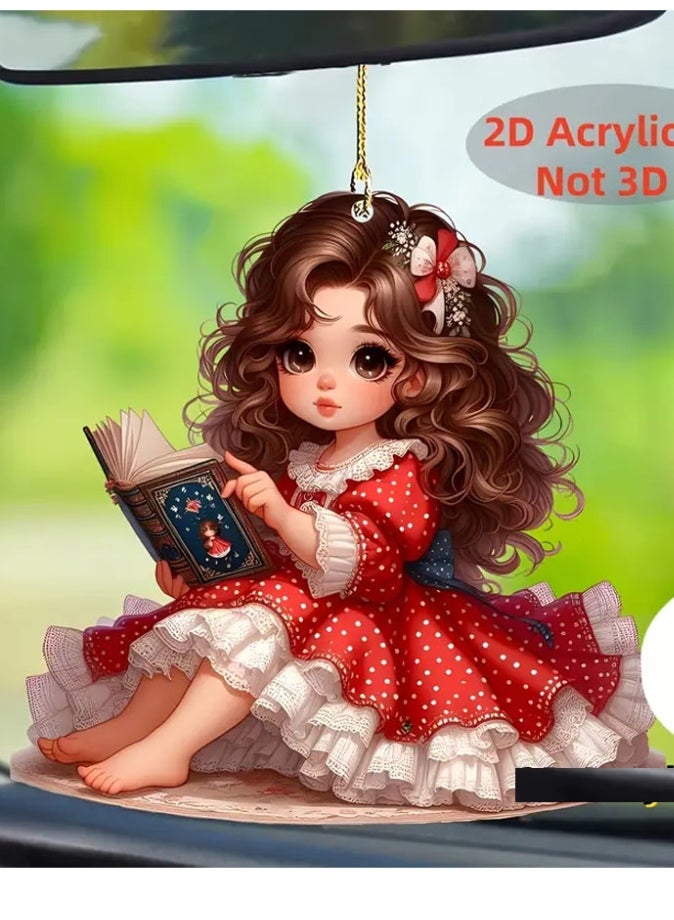 Unique and attractive car mirror pendant in the shape of girl reading the book - Image 2
