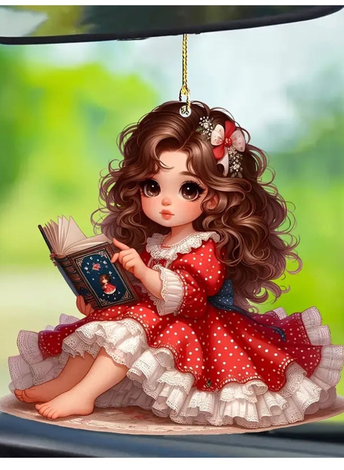 Unique and attractive car mirror pendant in the shape of girl reading the book - Image 3
