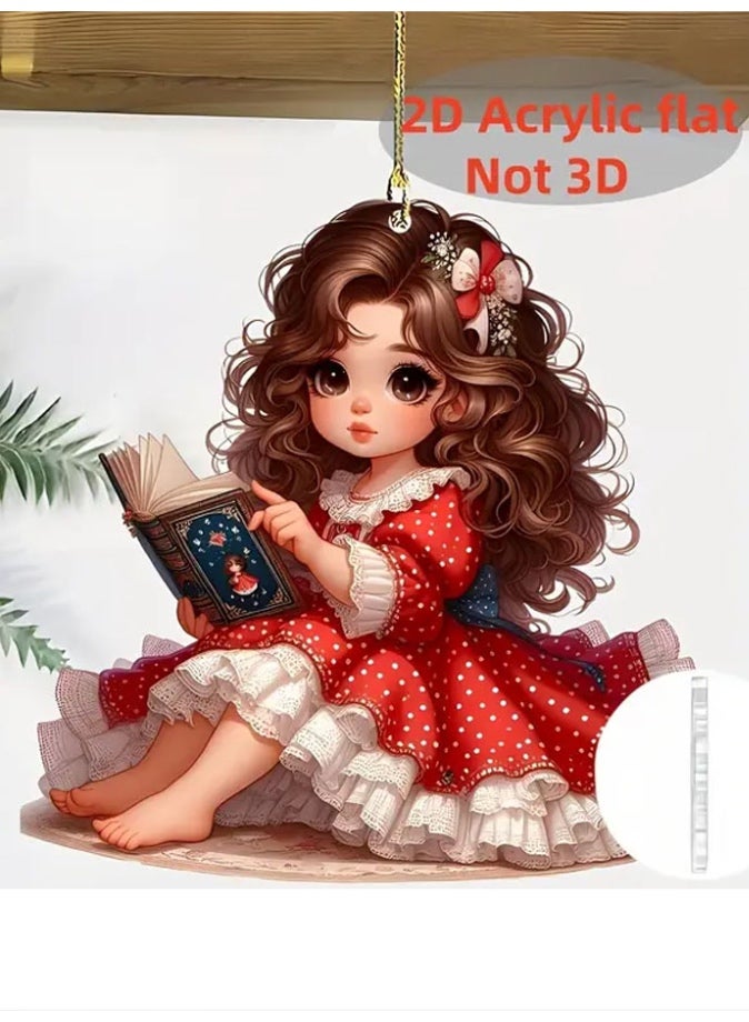 Unique and attractive car mirror pendant in the shape of girl reading the book - Image 1