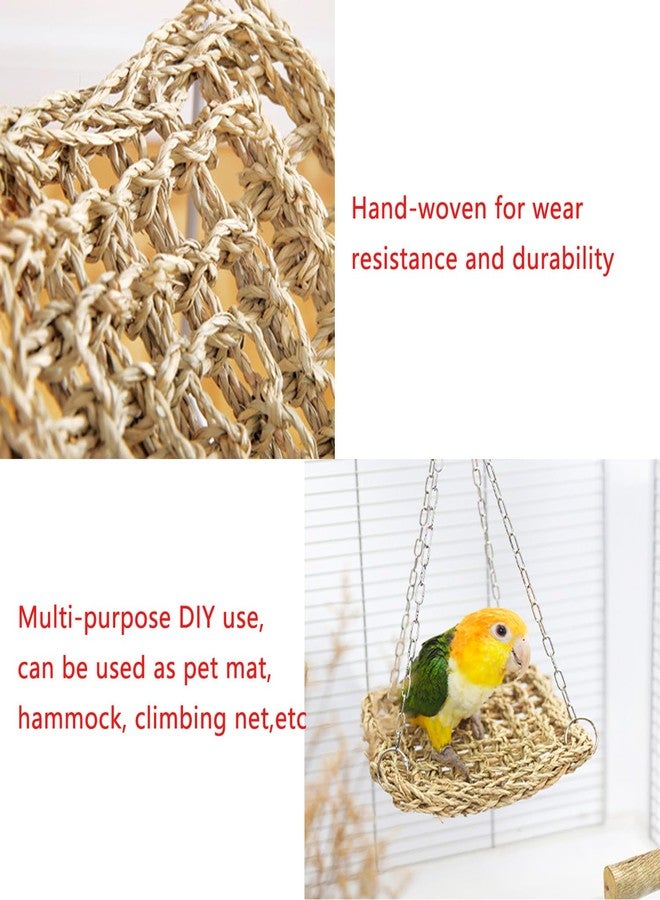 UtySty 2 Pack Bird Toys Foraging Wall Replacement Bird Seagrass Mat Climbing Wall Hanging Mats for Conure Toys Parakeet Shredder Hanging Toys DIY Cockatiel Parrot Lovebird Cage Toys Small Birds - Image 3