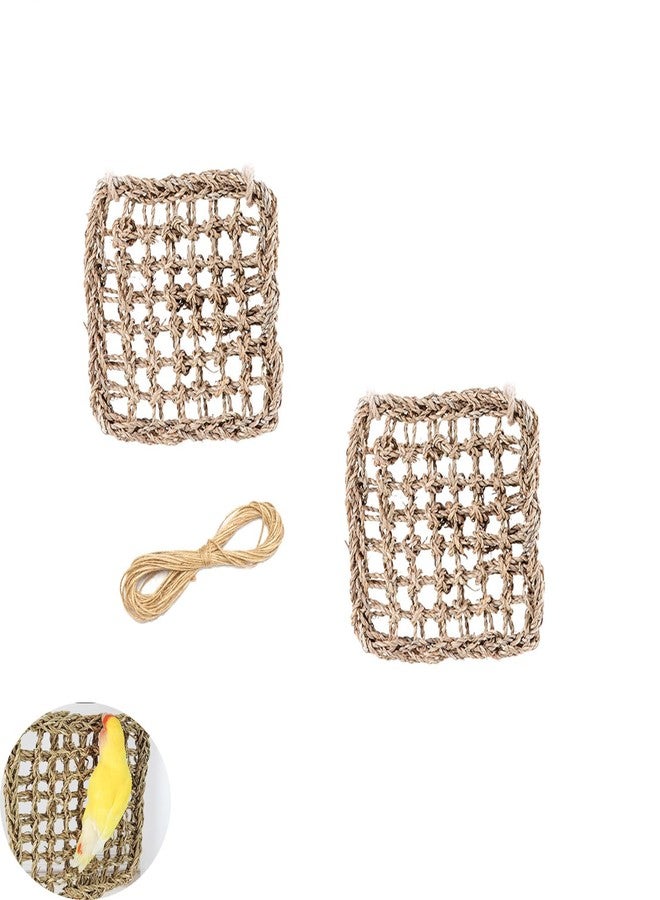 UtySty 2 Pack Bird Toys Foraging Wall Replacement Bird Seagrass Mat Climbing Wall Hanging Mats for Conure Toys Parakeet Shredder Hanging Toys DIY Cockatiel Parrot Lovebird Cage Toys Small Birds - Image 1