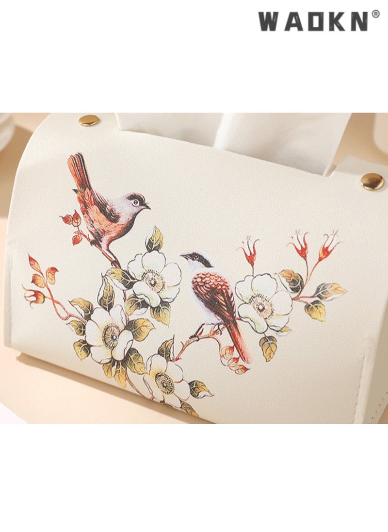 WAOKN - Decorative Tissue Box for Living & Dining Rooms, Napkin Holder with Bird and Flower Design,Stylish Napkin Holder for Home,Add Sophistication to Your Interior with This Chic Paper Towel Dispenser - Image 1