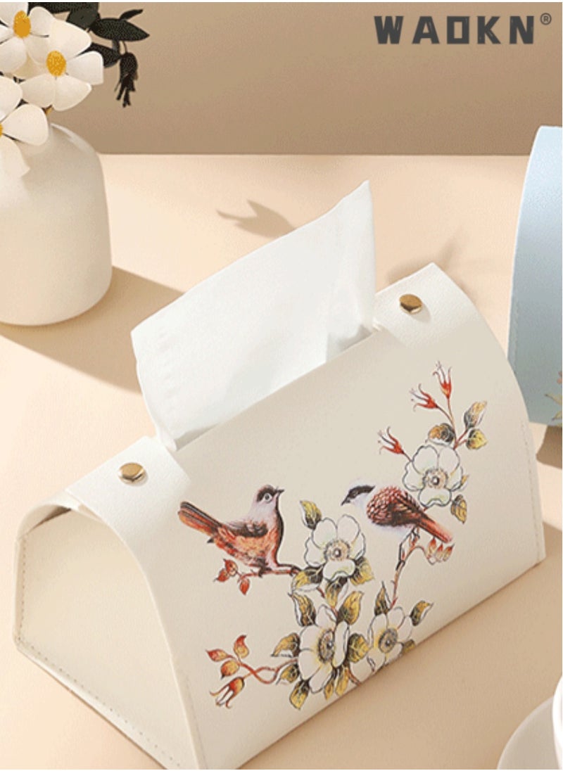 WAOKN - Decorative Tissue Box for Living & Dining Rooms, Napkin Holder with Bird and Flower Design,Stylish Napkin Holder for Home,Add Sophistication to Your Interior with This Chic Paper Towel Dispenser - Image 1