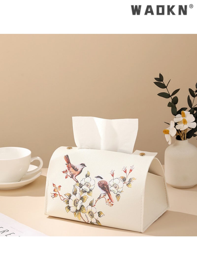 WAOKN - Decorative Tissue Box for Living & Dining Rooms, Napkin Holder with Bird and Flower Design,Stylish Napkin Holder for Home,Add Sophistication to Your Interior with This Chic Paper Towel Dispenser - Image 1