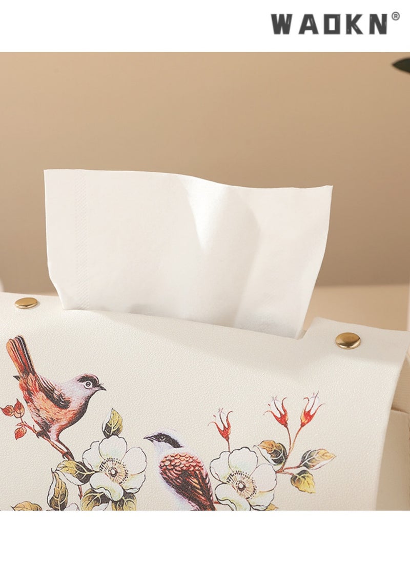 WAOKN - Decorative Tissue Box for Living & Dining Rooms, Napkin Holder with Bird and Flower Design,Stylish Napkin Holder for Home,Add Sophistication to Your Interior with This Chic Paper Towel Dispenser - Image 1