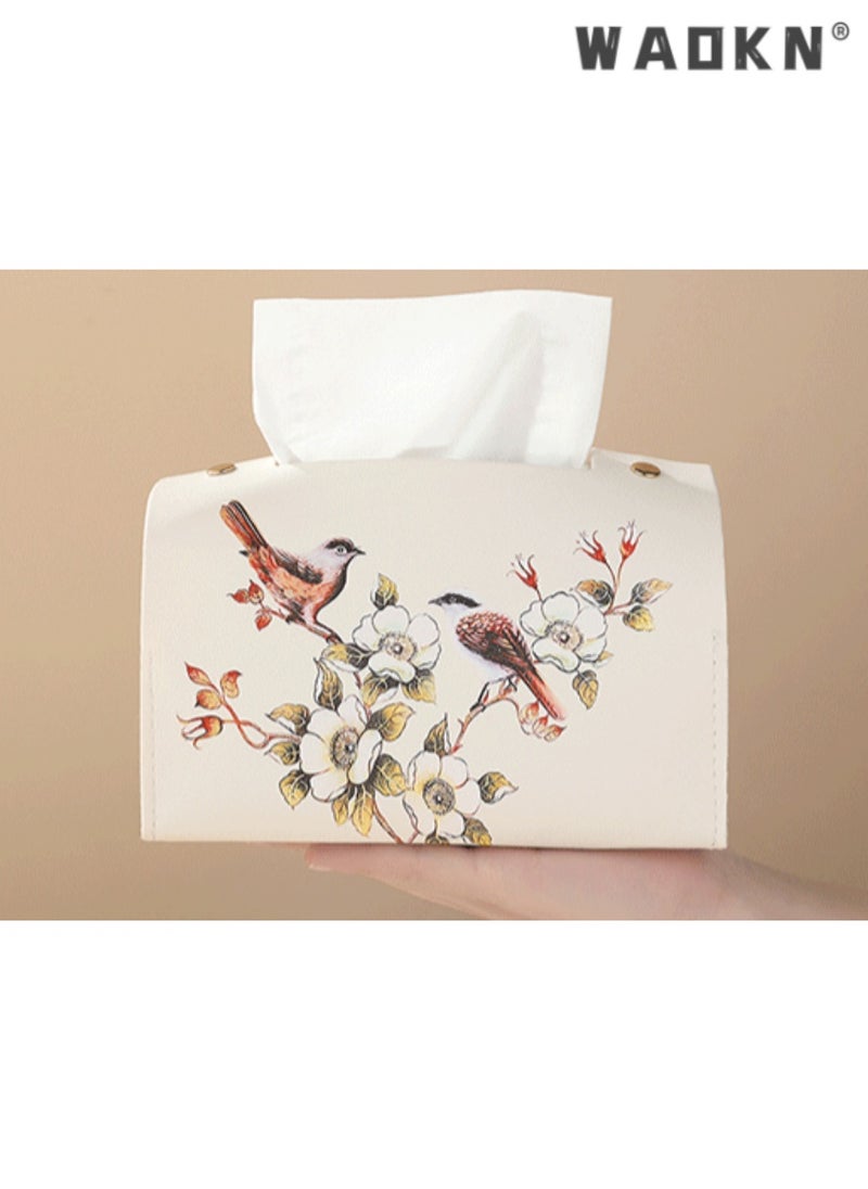 WAOKN - Decorative Tissue Box for Living & Dining Rooms, Napkin Holder with Bird and Flower Design,Stylish Napkin Holder for Home,Add Sophistication to Your Interior with This Chic Paper Towel Dispenser - Image 1