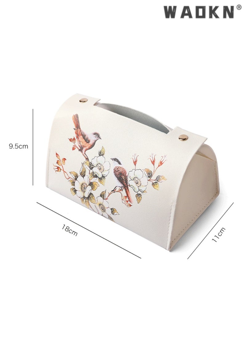 WAOKN - Decorative Tissue Box for Living & Dining Rooms, Napkin Holder with Bird and Flower Design,Stylish Napkin Holder for Home,Add Sophistication to Your Interior with This Chic Paper Towel Dispenser - Image 1
