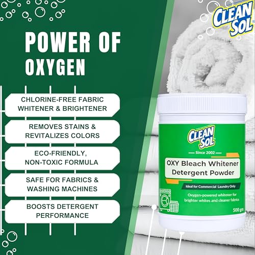 Cleansol Oxygen Bleach Powder 500g | Fabric Whitener, Color-Safe Brightener & Stain Remover | Chlorine-Free Laundry Booster for White & Colored Clothes - Image 3