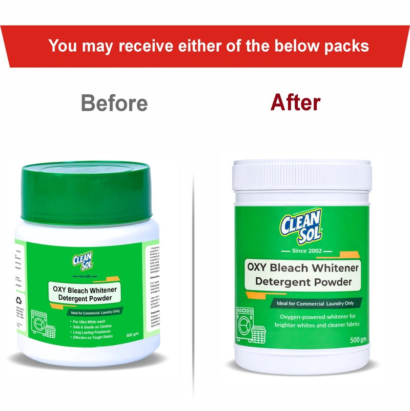Cleansol Oxygen Bleach Powder 500g | Fabric Whitener, Color-Safe Brightener & Stain Remover | Chlorine-Free Laundry Booster for White & Colored Clothes - Image 2