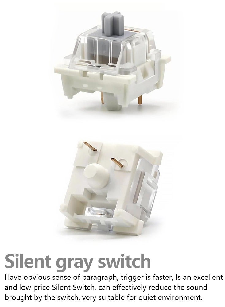 Stealth Silent Gray Switches 3-Pin Hot-Swap Mechanical Axles With RGB SMD LED Compatibility For Office Keyboards  - Image 3