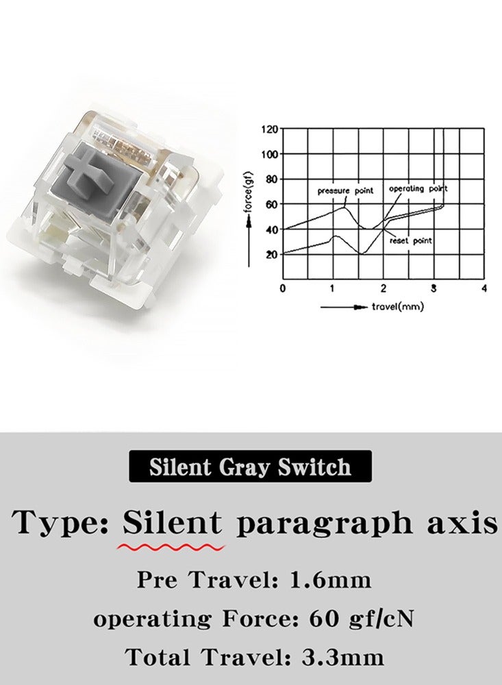 Stealth Silent Gray Switches 3-Pin Hot-Swap Mechanical Axles With RGB SMD LED Compatibility For Office Keyboards  - Image 2