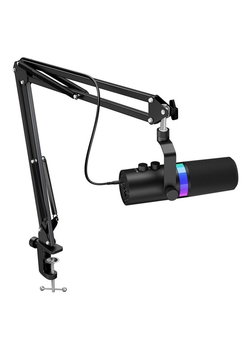 USB XLR Dynamic Microphone Touchmute Headphone Jack Volume Control For Youtube PC Game Sound Card Recording Metal LM20 (Microphone and Bracket) - Image 1