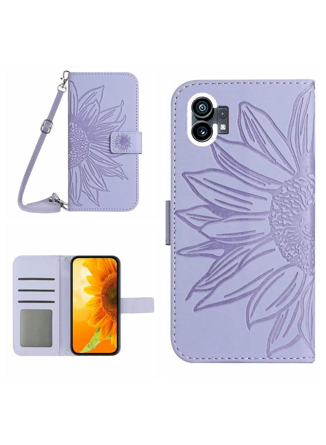 S-TOP Case For Nothing Phone 1 Skin Feel Sun Flower Pattern Flip Leather Phone Case with Lanyard - Image 1