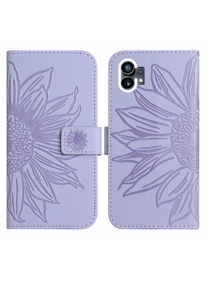 S-TOP Case For Nothing Phone 1 Skin Feel Sun Flower Pattern Flip Leather Phone Case with Lanyard - Image 2