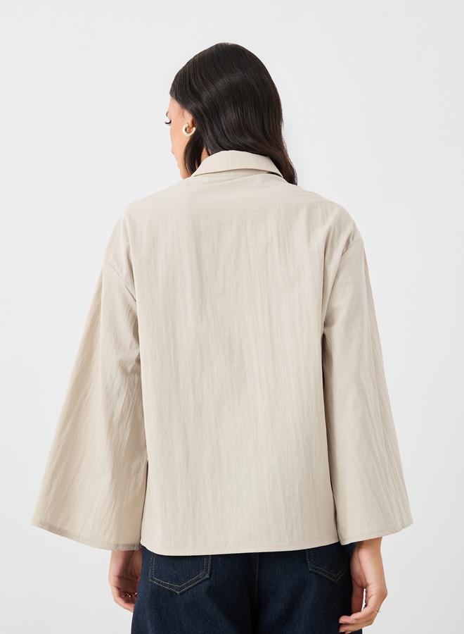 Styli Solid Spread Collar Boxy Fit Shirt - Image 5