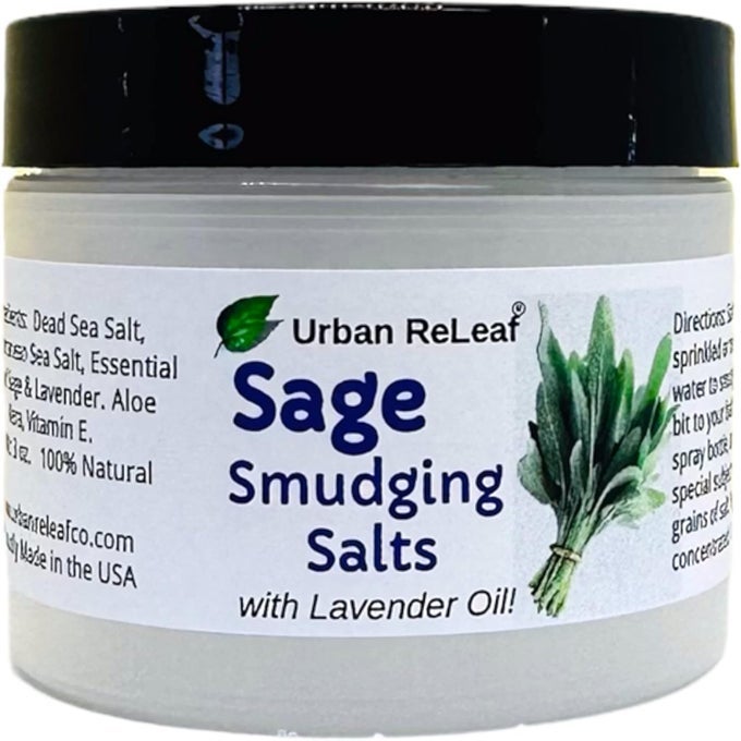 SAGE SMUDGING SALTS WITH LAVENDER OIL SAFE SMOKELESS SMUDGE CLEANSE PROTECT BLESS ANOINTING FRESH FROM USA 100 NATURAL VEGAN