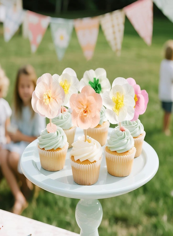 Easy Joy Cupcake Toppers, Wildflower Party Decorations, Flower Cupcake Toppers, Baby in Bloom Baby Shower Decorations for Kids Cake Birthday Party, Wedding, Flowers Wedding Themed Party 16PCS - Image 2