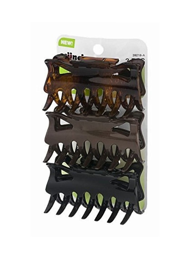 سكانشي مشبك فكي مانع للانزلاق للشعر الكثيف، متعدد الألوان، 3 قطع