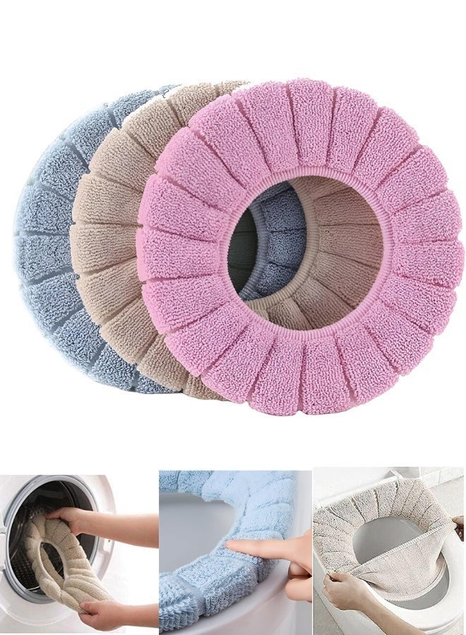 Soft Warm Toilet Seat Cushion Cover – Leather & Fur Bathroom Toilet Seat Protector – Quick Install Anti-Slip Toilet Seat Pad – Comfortable Winter Toilet Seat Cover – Random Color - Image 1