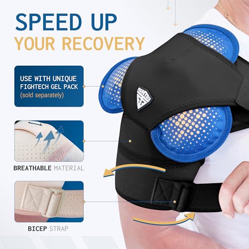 FIGHTECH Shoulder Brace - Support & Injury Prevention Brace- Joint Pain Releaser- Shoulder Compression Wrap Strap - Adjustable Injury Accessories for Shoulders - Premium Quality Strap by FIGHTECH (Pink, L-XL) - Image 3
