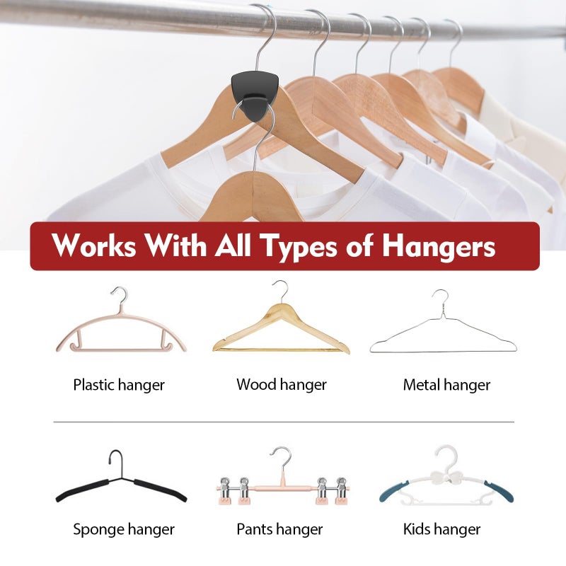 Latoxcaa Space Saving Hanger Hooks 20Pcs, Upgrade Heavy Duty Space Saver Hangers Connector Hooks for Clothes, Premium Hanging Closet Organizer for Dorm, Ganchos para Colgar Ropa, Black - Image 3