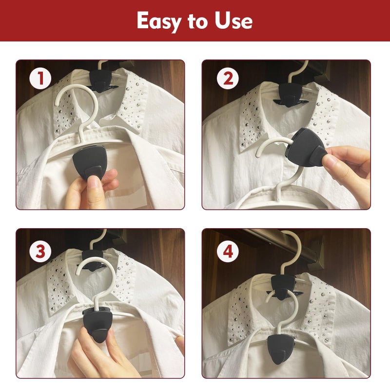 Latoxcaa Space Saving Hanger Hooks 20Pcs, Upgrade Heavy Duty Space Saver Hangers Connector Hooks for Clothes, Premium Hanging Closet Organizer for Dorm, Ganchos para Colgar Ropa, Black - Image 4
