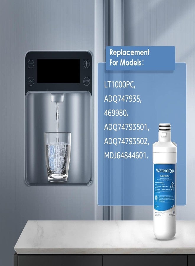 ووتر دروب فلتر مياه وفلتر هواء للثلاجة Waterdrop LT1000PC ADQ747935، بديل لفلتر LG® LT1000P®، LMXS28626S، LFXS26973S، LFXS26596S، LFXS28596S، ADQ74793501، ADQ74793502 وLT120F®، عبوة من 4 قطع - Image 5