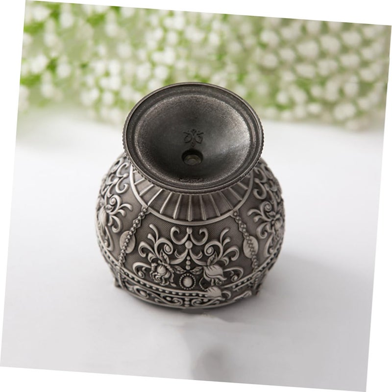 Vintage Zinc Alloy Windproof Ashtray with Rotatable Lid Embossed Castle Floral Pattern for Cigarettes Cigar Indoor Outdoor Use - Image 3