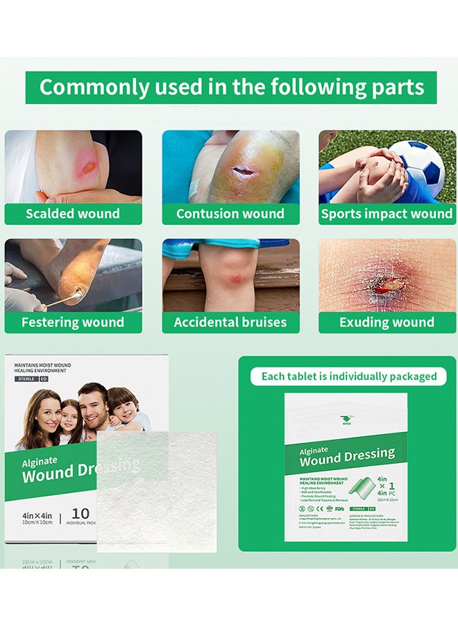Generic Calcium Alginate Wound Dressing, 10cm x 10cm Patches,10pcs Individual Sterile Pads, Soft and Highly Absorbent Dressing Gauze, Non-Stick Padding  - Image 5