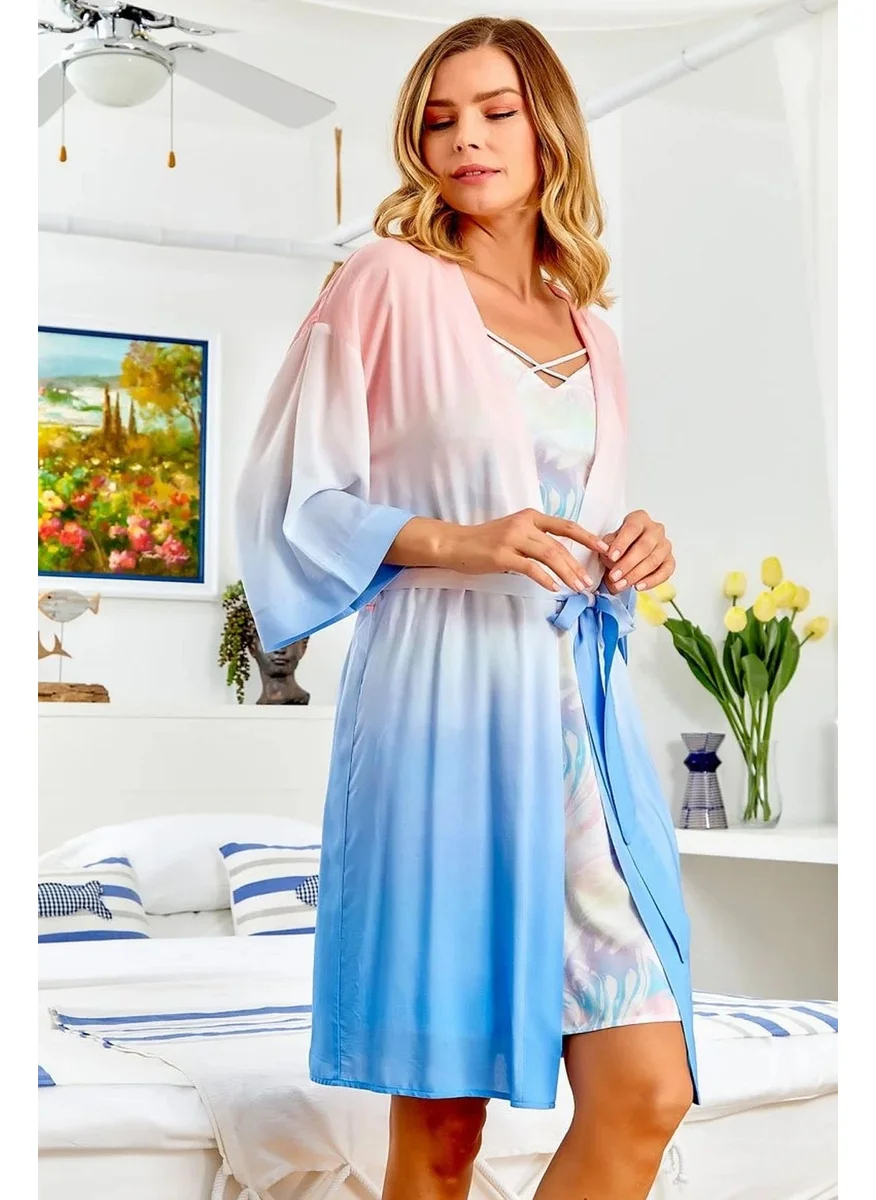 Cossy By Aqua 22627 Women's Batik Pattern Dressing Gown-Patterned
