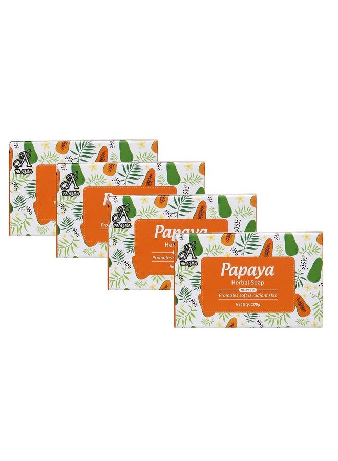 7TH AJMA Herbal Papaya Soap - Natural Body Tan Removal & Radiant Skin Soap - Exfoliates Dead Skin for Glowing Complexion, 100g (Pack of 4) - Image 1