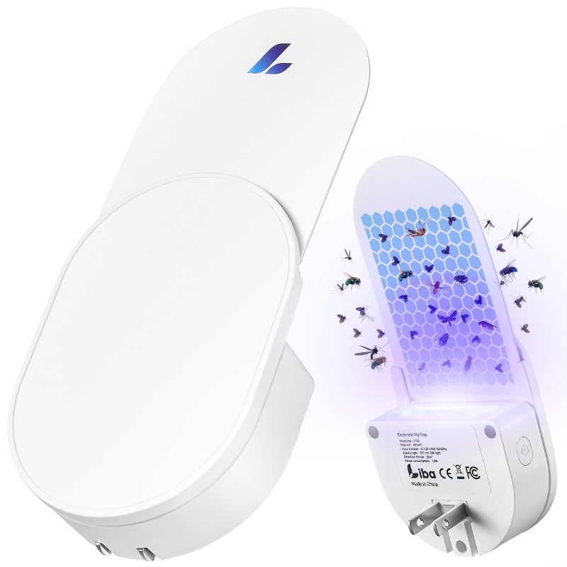 LiBa Fly Trap Indoor for Home, Plug-in Flying Insect Trap for Flies, Fruit Flies, Moths, Gnats, Mosquito Killer Insect Catcher Fly Tapper with 3 Refill Glue Cards for Home Office - Image 1