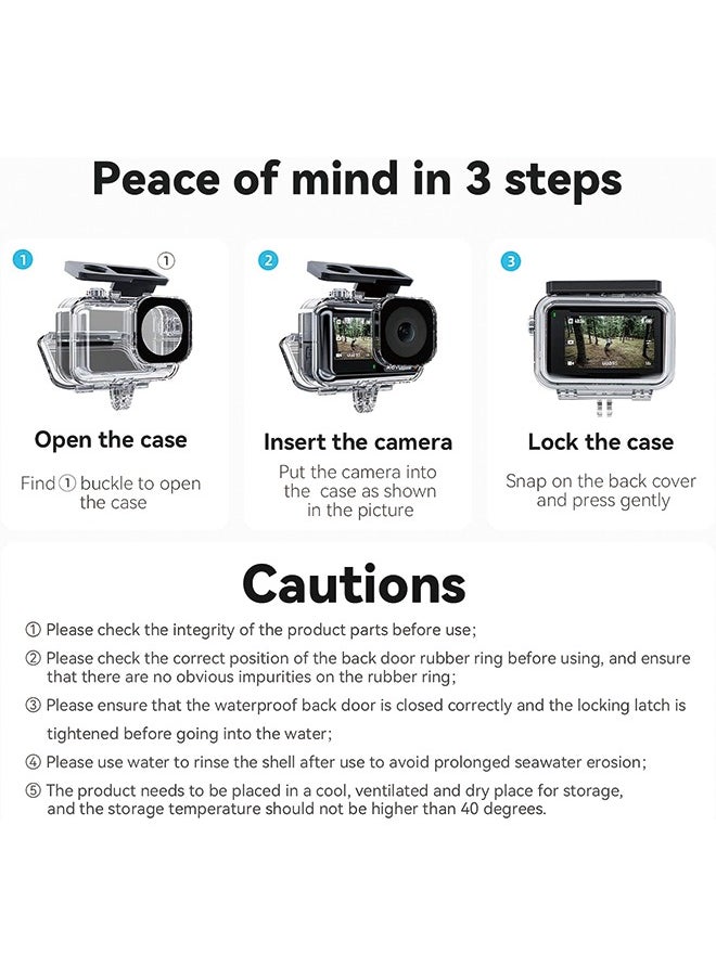 تيليسن جراب TELESIN مقاوم للماء لملحقات كاميرا DJI Action 5 Action 4 Action 3، مع قفص غطاء مضاد للضباب تحت الماء يدعم 45M/148FT للغوص العميق والغطس والسباحة مع برغي سريع التحرير  - Image 5