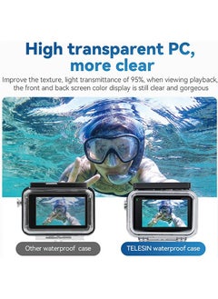 TELESIN TELESIN Waterproof Case for DJI Action 5 Action 4 Action 3 Camera Accessories, with Anti-Fog Underwater Housing Shell Cage Supports 45M/148FT Deep Diving Scuba Snorkeling Swimming with Quick Release Screw  - Image 3