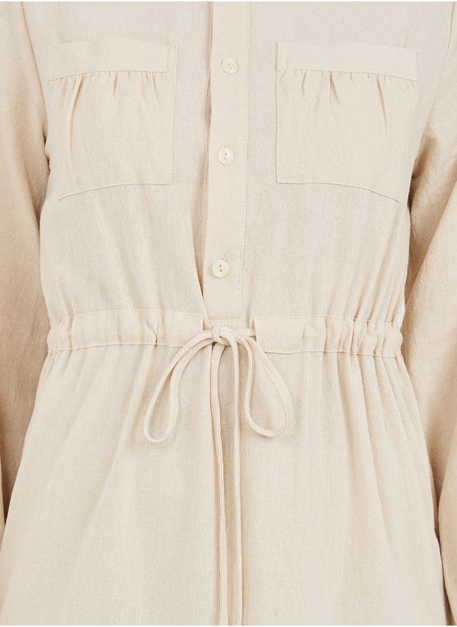 Styli - Pocket Detail Collared Tiered Maxi Dress - Image 1