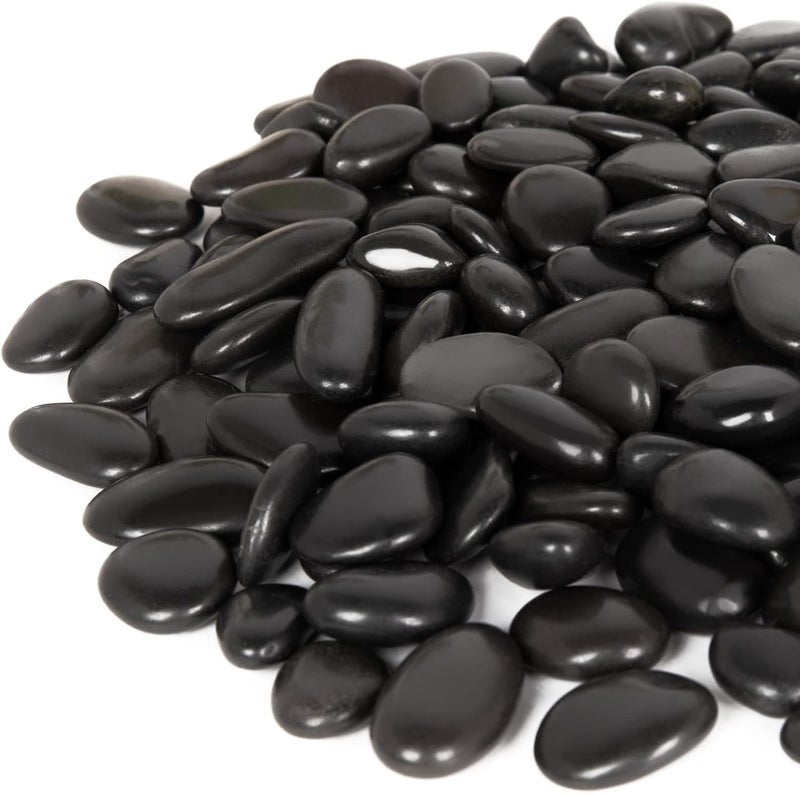 GASPRO 8lb Black River Rocks for Plants, Vases, 1 to 2 Inch Decorative Pebbles for Pots Indoor, High Polished - Image 1