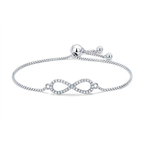 ZIVOM® Infinity Silver Baguette Cubic Zirconia American Diamond Slider Bracelet For Women - Image 1