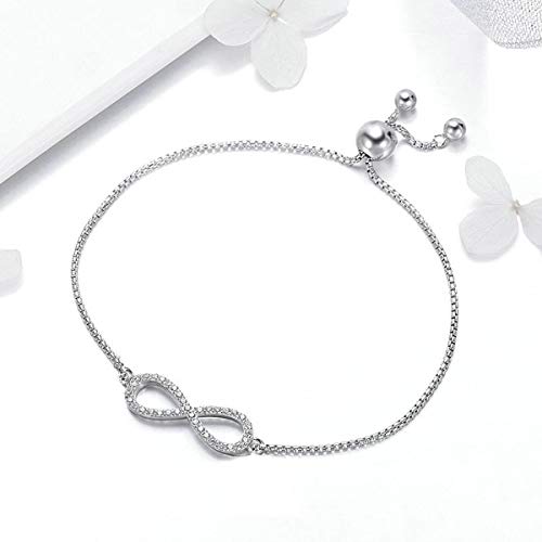 ZIVOM® Infinity Silver Baguette Cubic Zirconia American Diamond Slider Bracelet For Women - Image 2