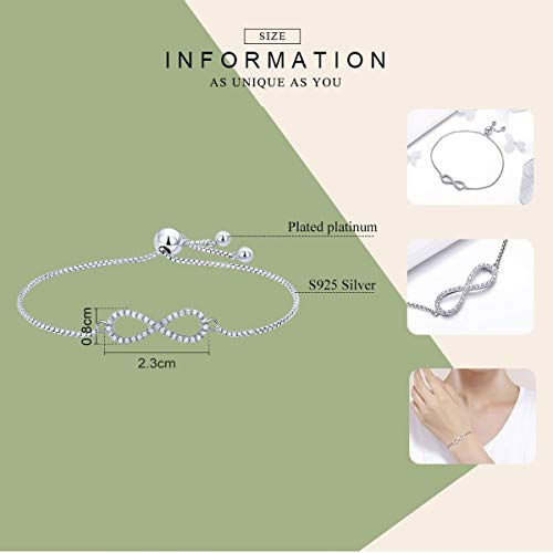 ZIVOM® Infinity Silver Baguette Cubic Zirconia American Diamond Slider Bracelet For Women - Image 3