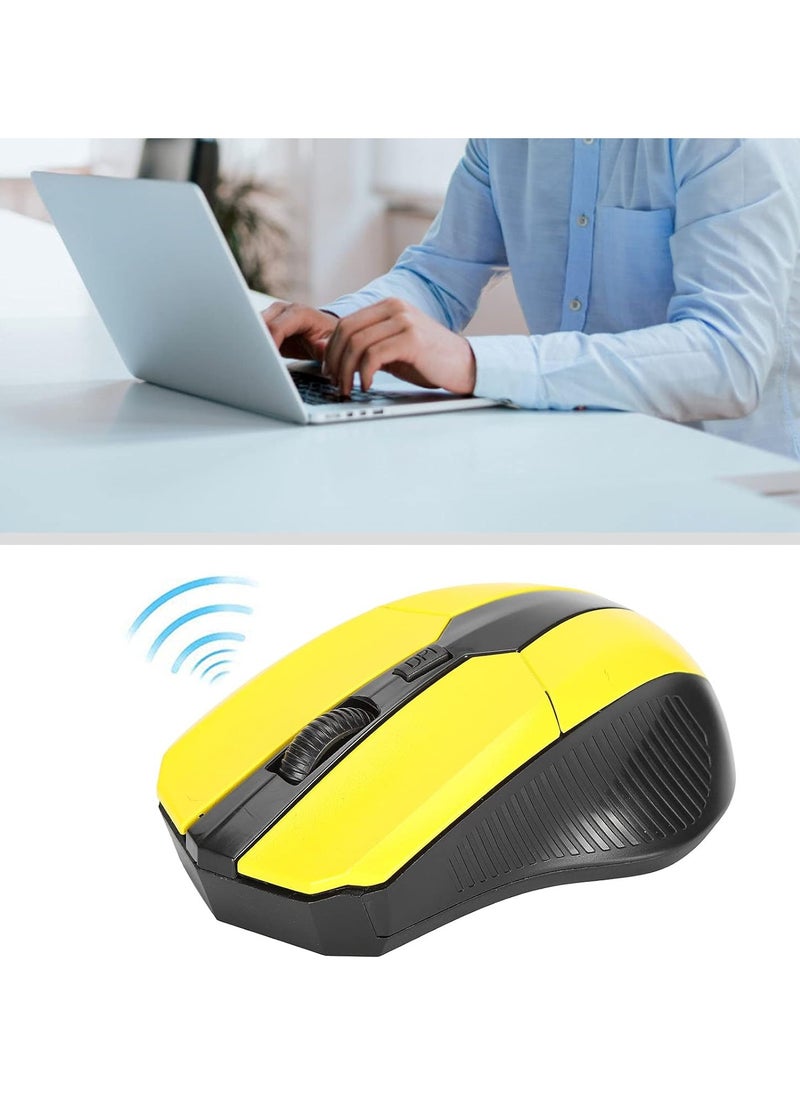 Computer Mouse, Smart Mini Receiver Sturdy and Durable Ergonomic Mini Optical Computer Mouse Laptop Mouse for Office for Home (Yellow)