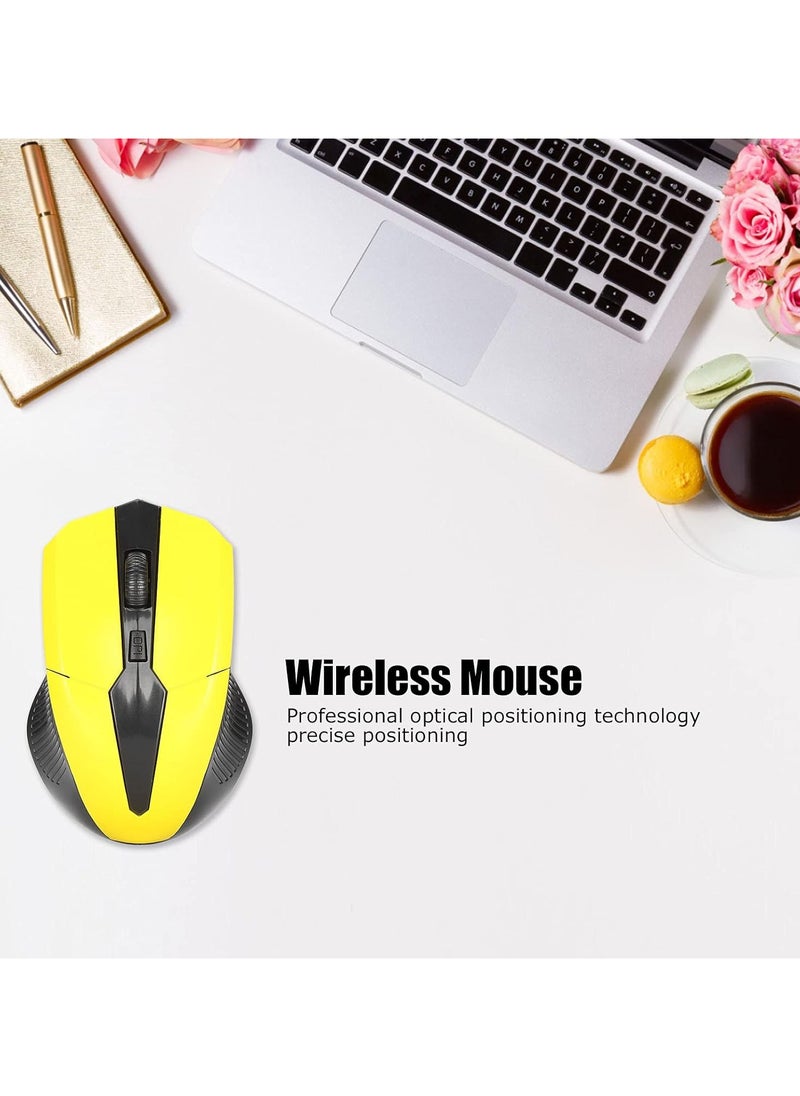 Computer Mouse, Smart Mini Receiver Sturdy and Durable Ergonomic Mini Optical Computer Mouse Laptop Mouse for Office for Home (Yellow)