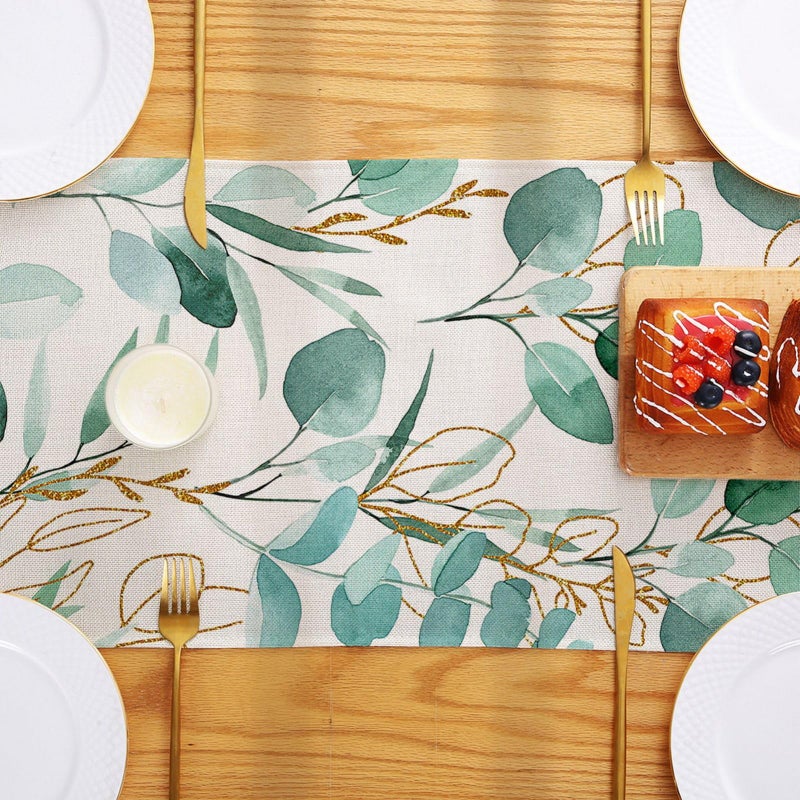 ZCHOMI Spring Light Green Eucalyptus Leaves Table Runner 13x72 Inch Greenery Plant Seasonal Kitchen Dinning Table Decoration for Indoor Outdoor Home Party DÃ©cor - Image 3