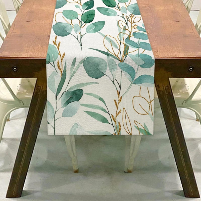 ZCHOMI Spring Light Green Eucalyptus Leaves Table Runner 13x72 Inch Greenery Plant Seasonal Kitchen Dinning Table Decoration for Indoor Outdoor Home Party DÃ©cor - Image 2