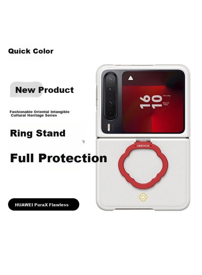 Defense Ring Stand Case For Huawei Pura X, Full Coverage Anti-drop Fashion Leather Case For Women, Luxury Protective Cover Design, New Flawless Product - Image 1