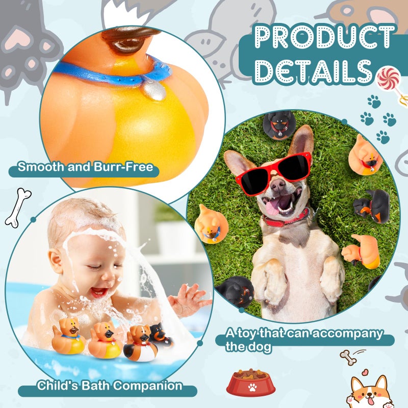 Deekin 24 Pcs Rubber Ducks 2 Inch Animal Party Favors Small Rubber Ducks For Cruise Ships For Shower Birthday Gift Activity Theme Party (Cute Dog Style) - Image 5