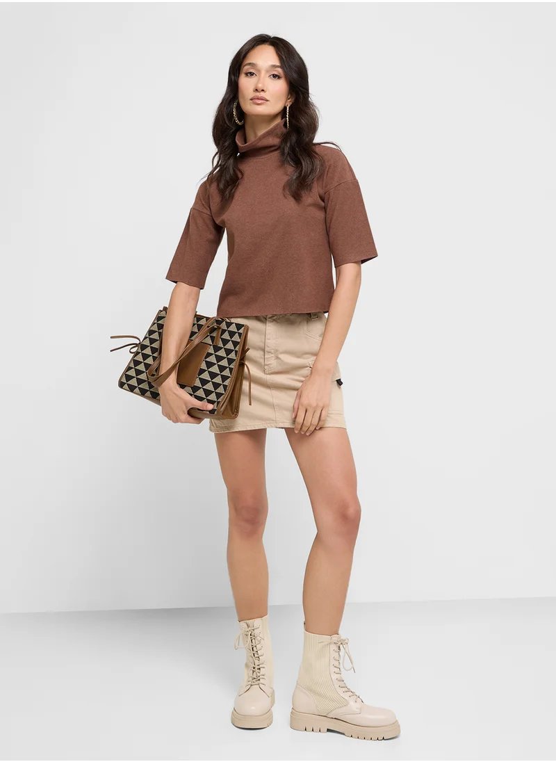 NOISY MAY Alisa Fleece Short Sleeve Sweatshirt